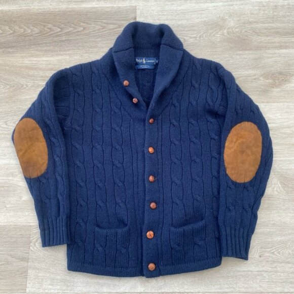 Ralph Lauren Other - Vintage 90s Polo Ralph Lauren Sweater Cardigan Men M Blue Knit Wool Shawl Collar